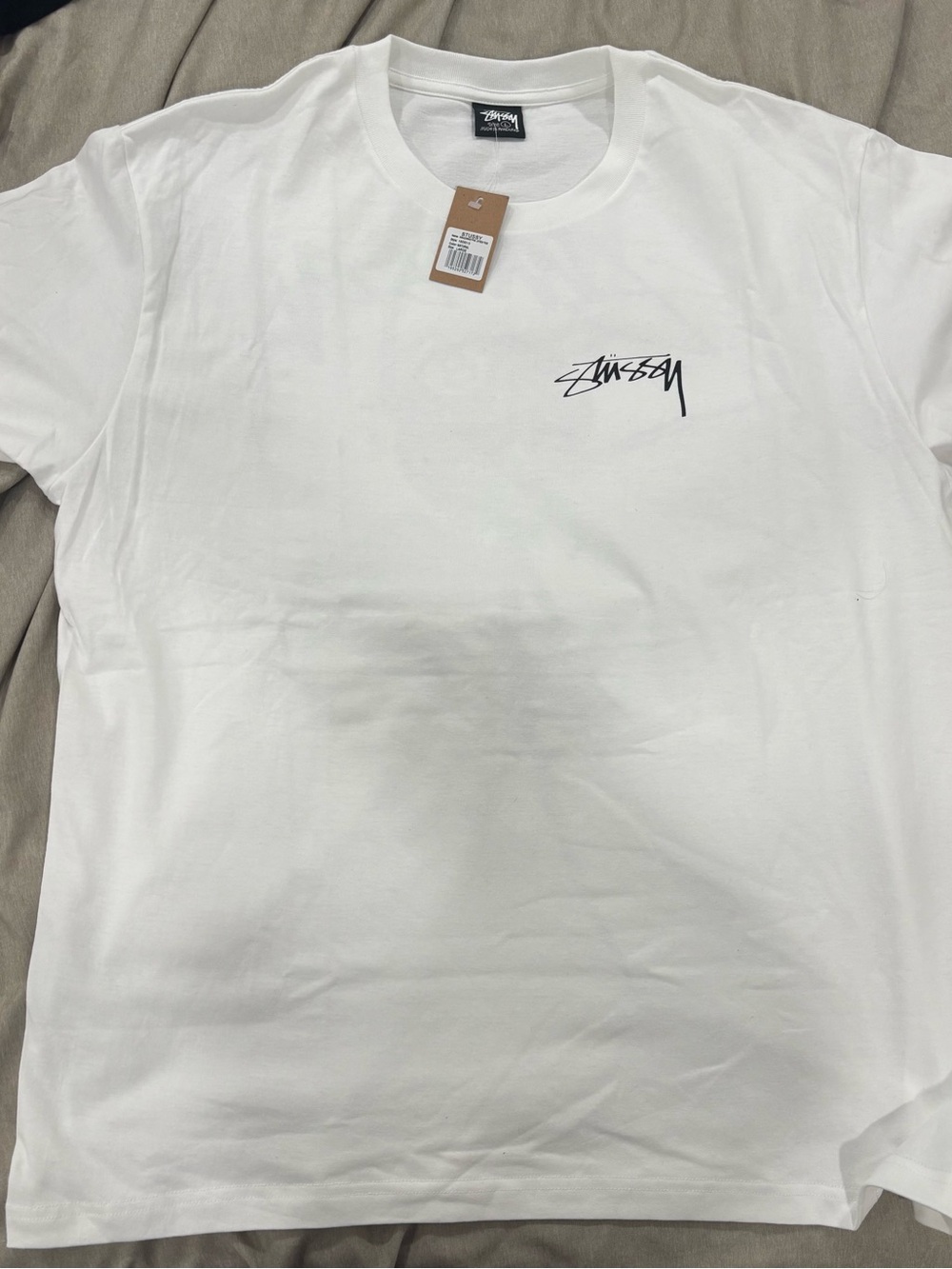 Stussy Arachnid White Logo Crew Neck T-Shirt for Men